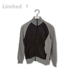 Asymmetric design stand collar jacket brown, , large