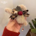 【Gulicc】古莉可 髮夾 聖誕氣氛 毛絨蝴蝶結抓夾, , large