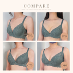 【Clany可蘭霓】澎然心動 石墨烯抑菌軟鋼圈集中包覆BCD蕾絲內衣 森林綠 8063-83, , large