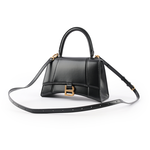 BALENCIAGA Hourglass 金釦光滑牛皮二用沙漏包/小款/黑色, , large