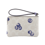 COACH CC Logo 藍莓圖案塗層帆布手拿包/白色/紫羅蘭, , large