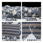 FITNESS 精梳棉雙人特大七件式床罩組-花語情嵐-藍灰, , large