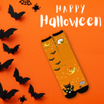 【WAJI】 萬聖節主題襪 半統襪-橘色月亮蝙蝠 台灣製造 兒童款 襪子 童襪 棉質, , large