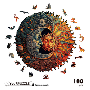 [積木共和國] 【YouRPUZZLE】星辰日月(檢驗合格 不規則木製拼圖 AI繪製)