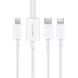 [RONEVER] TYPE-C二合一充電線(C+IOS)-60CM VPC170-06