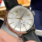[星晴錶業]MASERATI手錶,42mm,R8851118002白色錶面銀錶殼深黑色真皮皮革錶帶款, , large