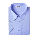 男正式短袖襯衫-藍, , large