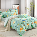 【Betrise】Forest Dinosaur | Environmentally friendly printing and dyeing anti-mite and antibacterial 100% combed cotton dual-purpose quilt and bed sheet set - double, , large
