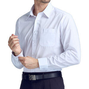 防皺合身長袖襯衫R00072-白17.5