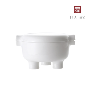 【JIA品家】三足鼎 陶瓷附蓋湯碗400ml 霜白