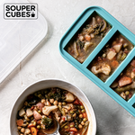 官方直營【Souper Cubes】多功能食品級矽膠保鮮盒4格_湖水綠(250ML/格), , large