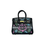 Barbie Pink Cat Party Painted Fluorescent Birkin Bag Black L), , large