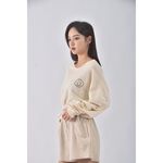 (F) 2two day韓牌質感修身短版笑臉杏色長袖上衣二手衣, , large