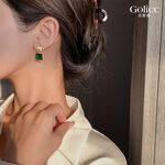【Gulicc】古莉可 耳環 方形祖母綠 簡約鑲鑽耳環, , large