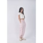 (S) popcorn韓牌高腰質感工裝粉色長褲二手衣, , large