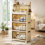 【AOTTO】58面寬可可風翻蓋附輪四層收納櫃(AC-608C), , large