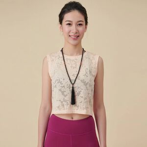 YOGA FLOW Burn Out Tank ( S ) - 圓領短版燒花罩衫 - 茱萸粉 Salmon