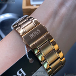 [星晴錶業]BOSS手錶,44mm,HB1513632黑色錶面玫瑰金錶殼玫瑰金色精鋼錶帶款, , large