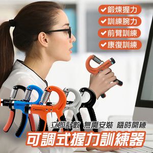 【MACMUS】5-60kg彈簧式握力器附計數器｜指力訓練器｜握力訓練握力測試握力圈握力機指力訓練｜多色可選(裸包出貨)