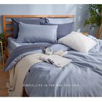 DUYAN竹漾 芬蘭撞色設計-單人/雙人/加大床包被套組-愛麗絲藍床包+雙藍被套 台灣製, , large
