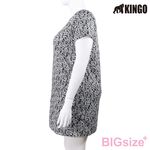 KINGO-大尺碼-V領 吸排 休閒洋裝-漂白-414803, , large