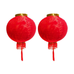 摩達客◉農曆春節元宵◉20吋植絨魚福紅燈籠(一組兩入)+LED50燈插電式燈串暖白光(附IC控制器), , large