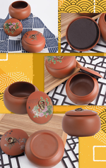 扁形陶土茶葉罐-2入, , large