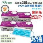 【宏瑋】台灣製 MD+MIT 雙鋼印 高效能三層不織布 醫療級 醫用成人口罩 120入(蒂芬藍-雪花), , large