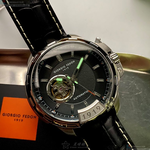 [星晴錶業]GiorgioFedon1919手錶,46mm,GF00081黑色錶面銀錶殼深黑色真皮皮革錶帶款, , large