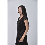 (S) ined質感黑色短袖上衣二手衣, , large