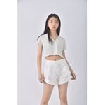 (M) fashion wearing高腰丹寧牛仔質感白色短褲二手衣, , large