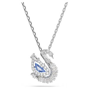 SWAROVSKI 施華洛世奇 Swan 天鵝優雅律動 藍色水晶項鍊(5723389)