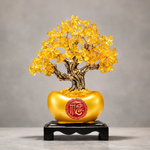 【A&R】招財開運 金黃水晶發財樹元寶聚寶盆擺飾, , large