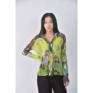 (M) issey miyake綠色長袖上衣二手衣,  (M) issey miyake綠色長袖上衣二手衣