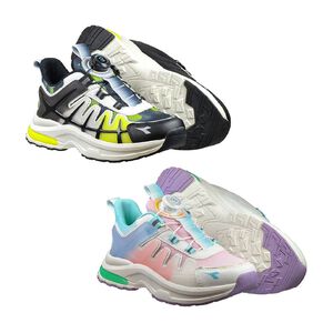 DIADORA迪亞多那 大童專業慢跑鞋 童運動鞋 童鞋 寬楦 輕量 透氣 保護後跟 吸震 穩定 抗菌 除臭 黑綠 藍紫