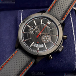 [星晴錶業]MASERATI手錶,46mm,R8871627004黑色錶面黑錶殼黑紅色真皮皮革錶帶款, , large