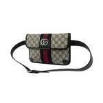 GUCCI GG Supreme 帆布藍紅織帶Ophidia 腰包95cm/藍色/米灰色, , large