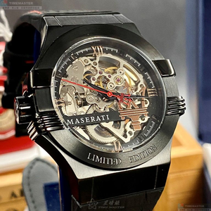 [星晴錶業]MASERATI手錶,42mm,R8821108021銀黑色錶面黑錶殼深黑色真皮皮革錶帶款