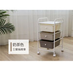 【H&R安室家】台製奶茶色三層收納抽屜車G184, , large