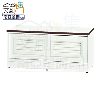 【文創集】麥納 環保3.5尺南亞塑鋼推門座鞋櫃/收納櫃(客約商品)