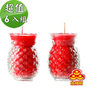 金發財金紙 拜神專用-小鳳梨旺旺來蠟燭-6對組(蠟燭 -拜神必用)