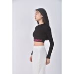 (S) rare closet韓牌質感修身短版字母黑色長袖上衣二手衣, , large