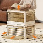 【AOTTO】45L升級加厚款五開門可疊加折疊收納箱-白色5入(AL-250W), , large