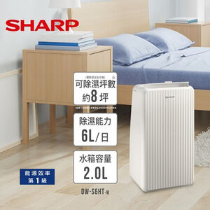 【SHARP 夏普】一級能效 高效除濕機(DW-S6HT-W)