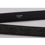 CELINE TRIOMPHE 銀釦塗層帆布中腰皮帶85cm/寬2.5cm/黑色, , large