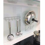 [熊好貼國際]多功能6連勾(SGS認證304不鏽鋼)無痕掛勾 凹凸紋路牆面可貼(超黏貼) 鍋鏟 瓢盆 廚房收納 掛鉤, , large