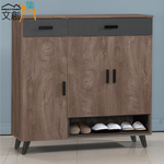 【文創集】包曼4尺三門二抽鞋櫃(客約商品)灰橡木紋色系, , large