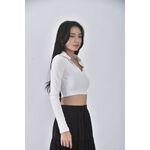 (S) 【安于晴Charlene私服】zara質感修身短版白色長袖上衣二手衣, , large