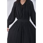 (S) wooden clothes抓皺傘擺黑色洋裝二手衣, , large