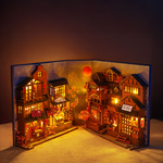 【上手家居】DIY書立袖珍屋 櫻花小巷(模型屋/娃娃屋/3d立體拼圖/diy材料包), , large